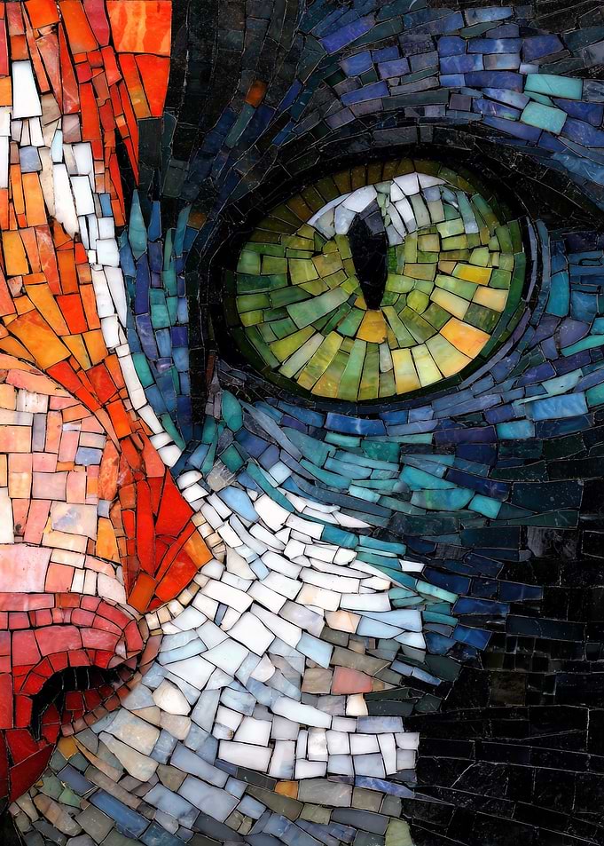 Mosaic Cat Eye Close-Up