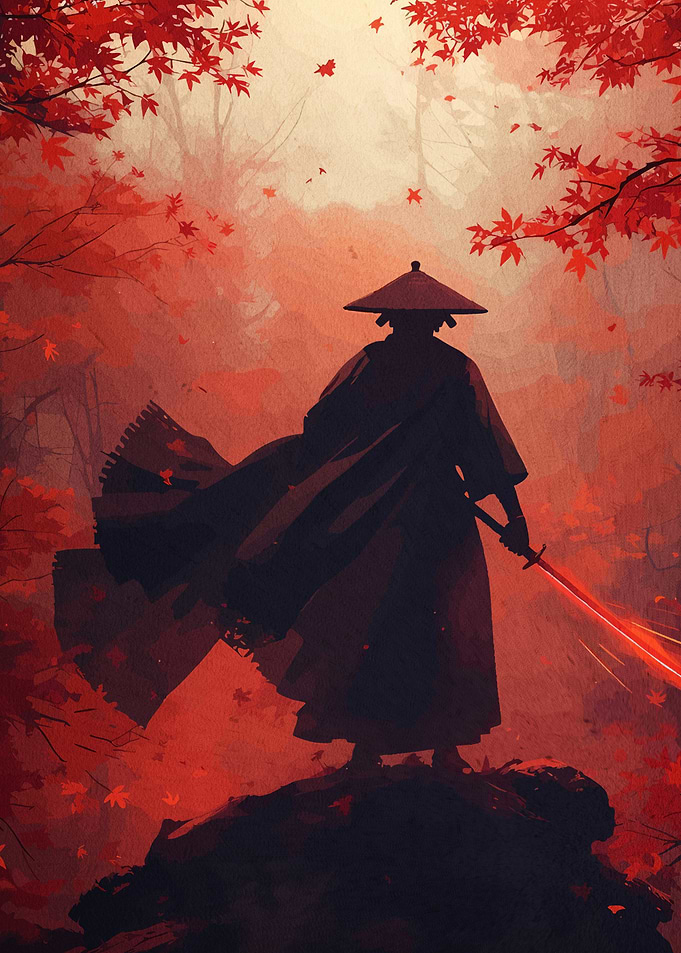 Samurai Autumn Forest Sword