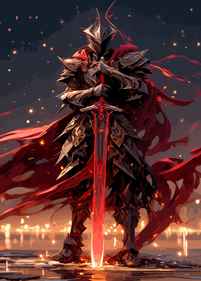 Dark Knight with Red Sword