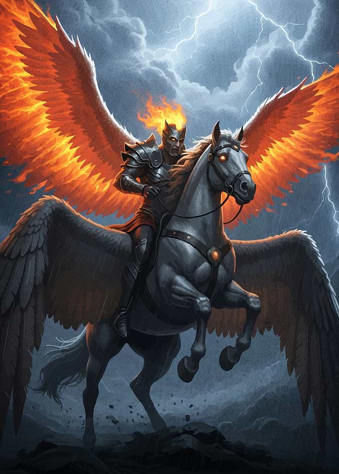 Fiery Knight Winged Horse