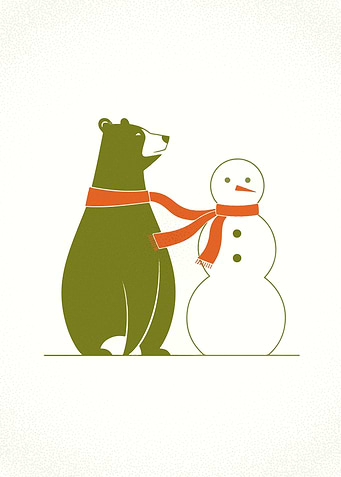 Bear and Snowman with Scarves