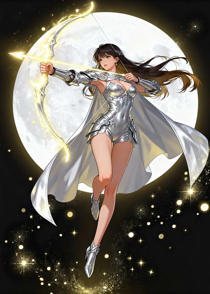 Fantasy Archer Woman with Moon