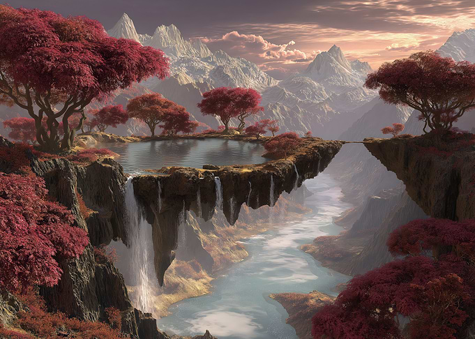 Fantasy Landscape with Floating Islands