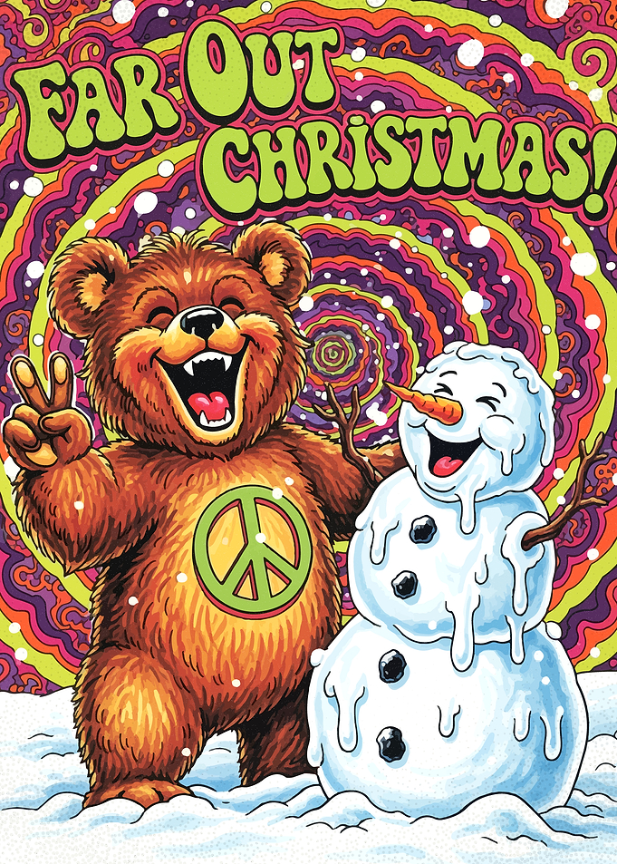 Far Out Christmas Bear and Snowman