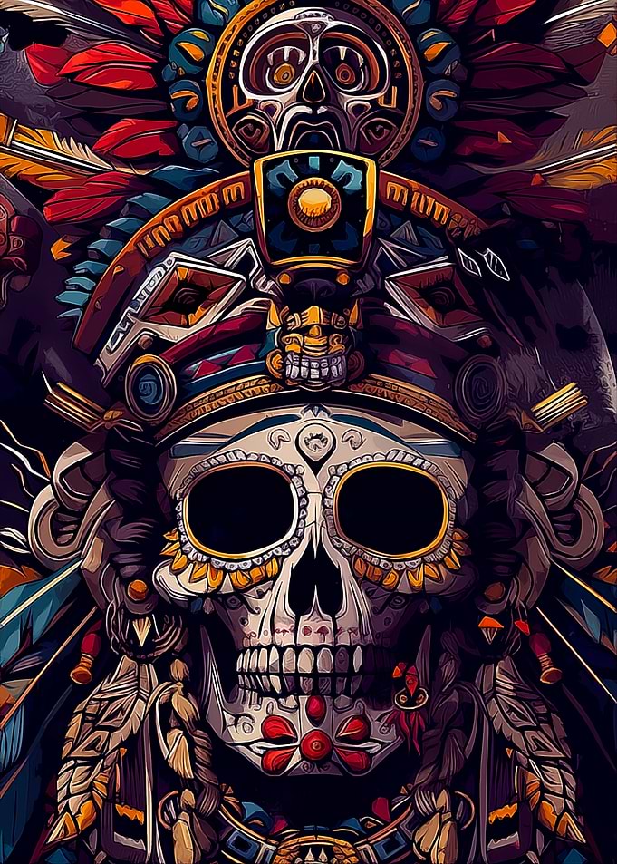 Aztec Skull Art