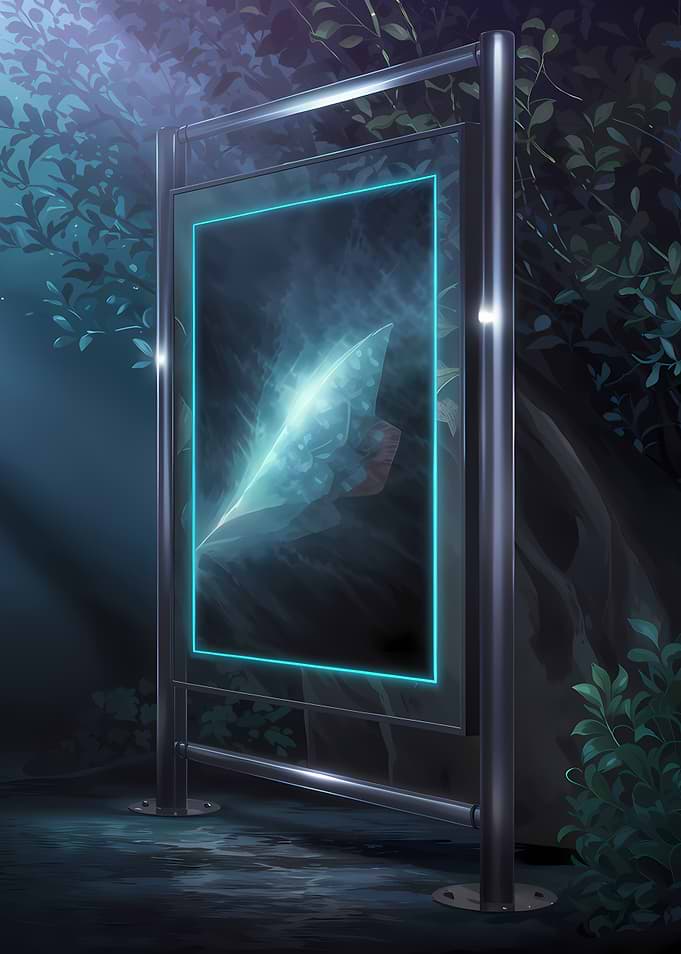 Neon-Framed Portal Moonlit Forest