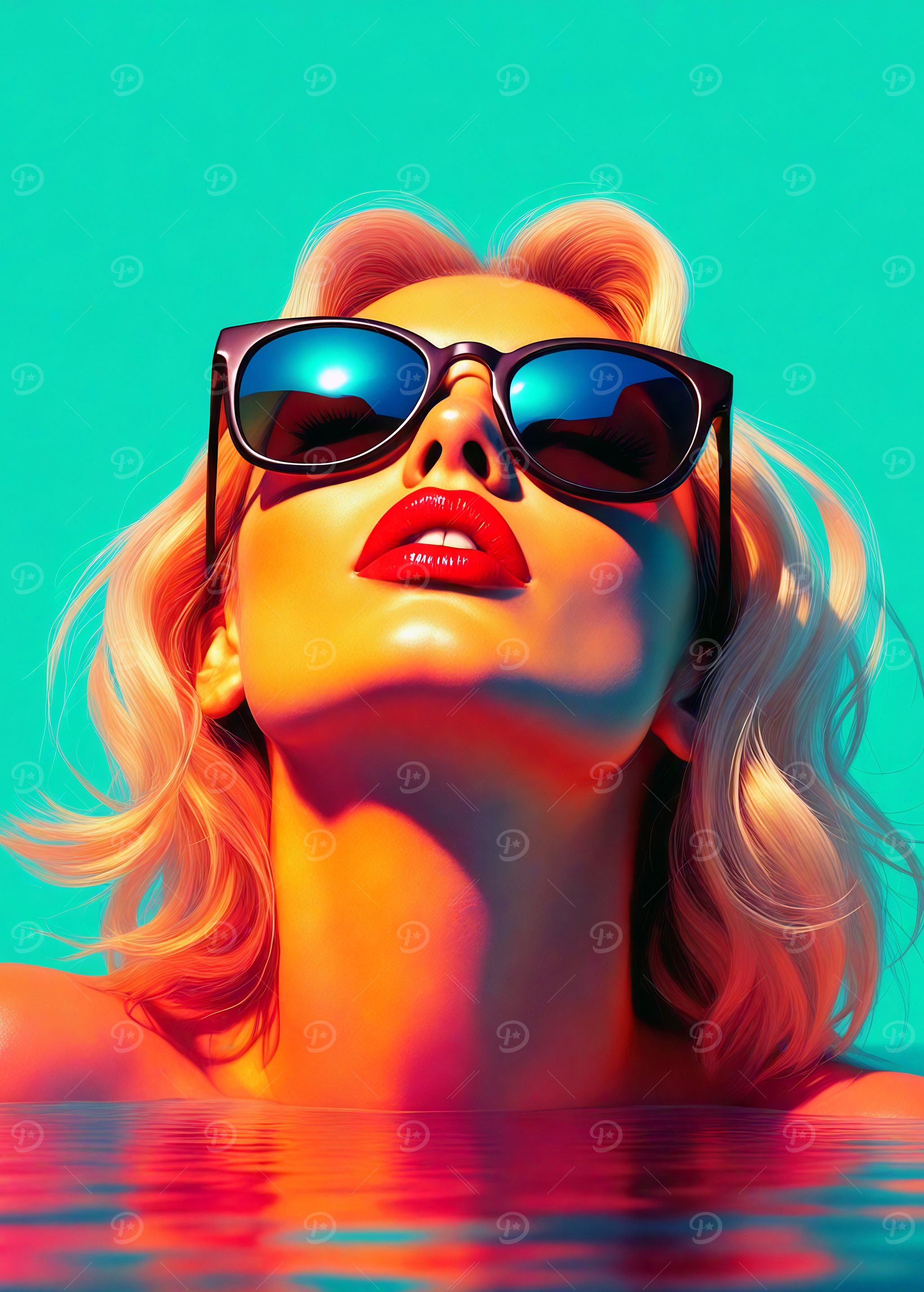Woman with Sunglasses in Water
