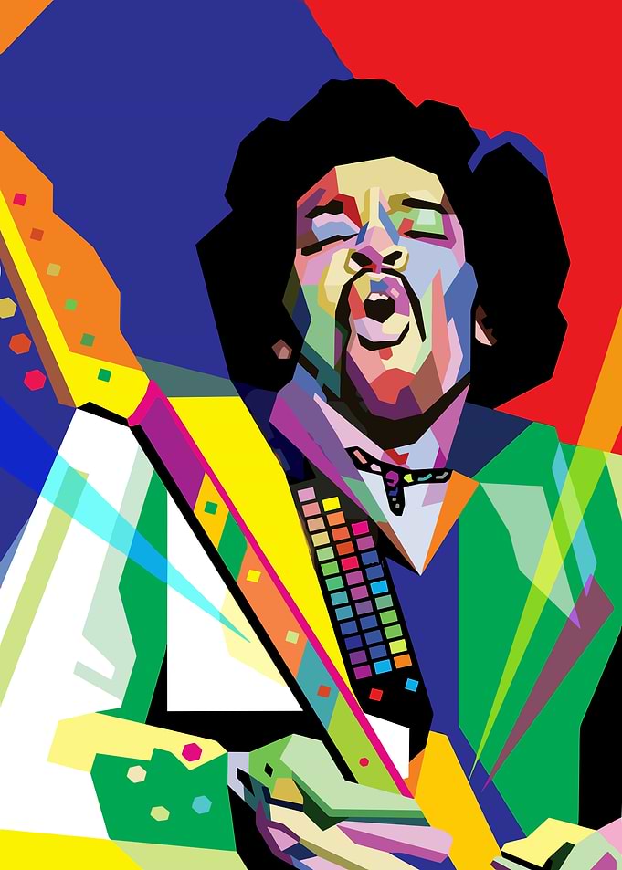 Jimi Hendrix Colorful Pop Art Portrait