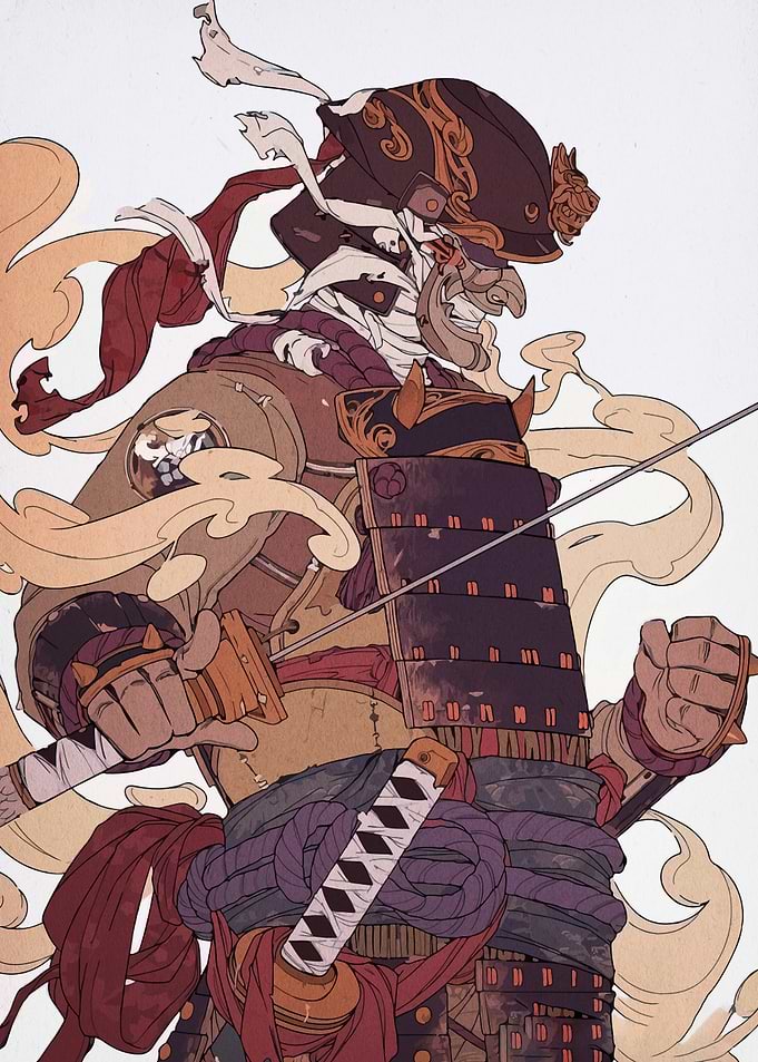 Stylized Samurai Warrior Illustration