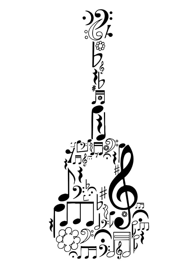 Guitar Made of Musical Notes