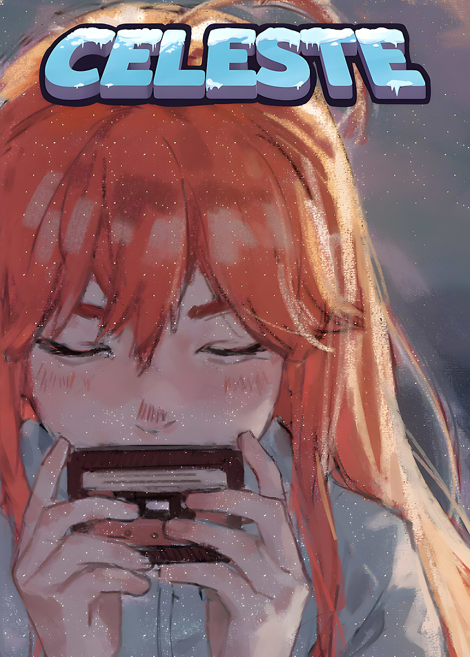 Celeste Game Art with cassette player
