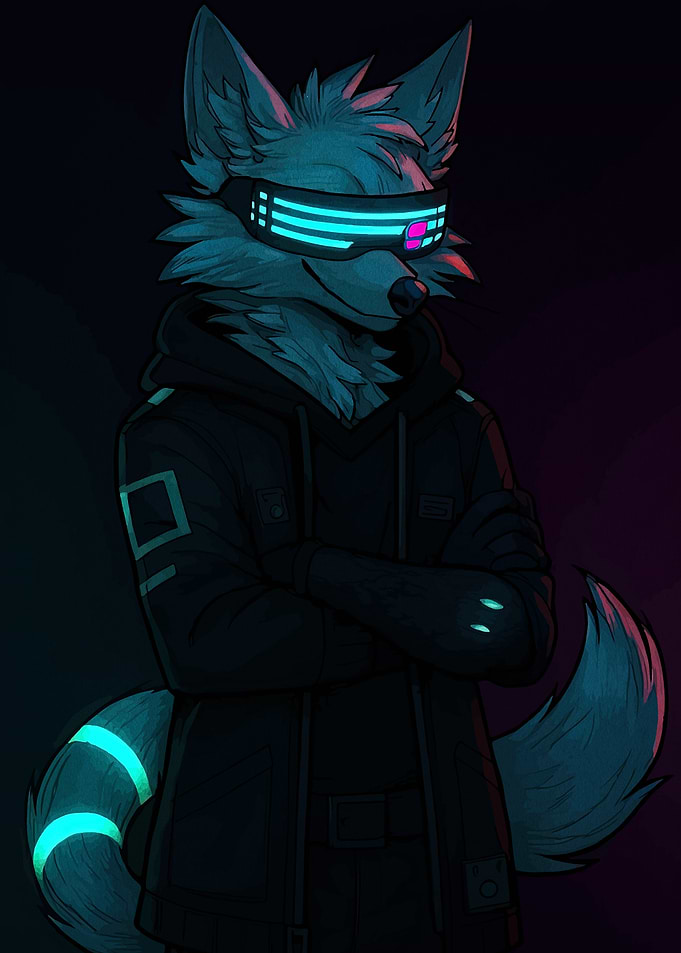Cyberpunk Furry Character with Glowing Accents