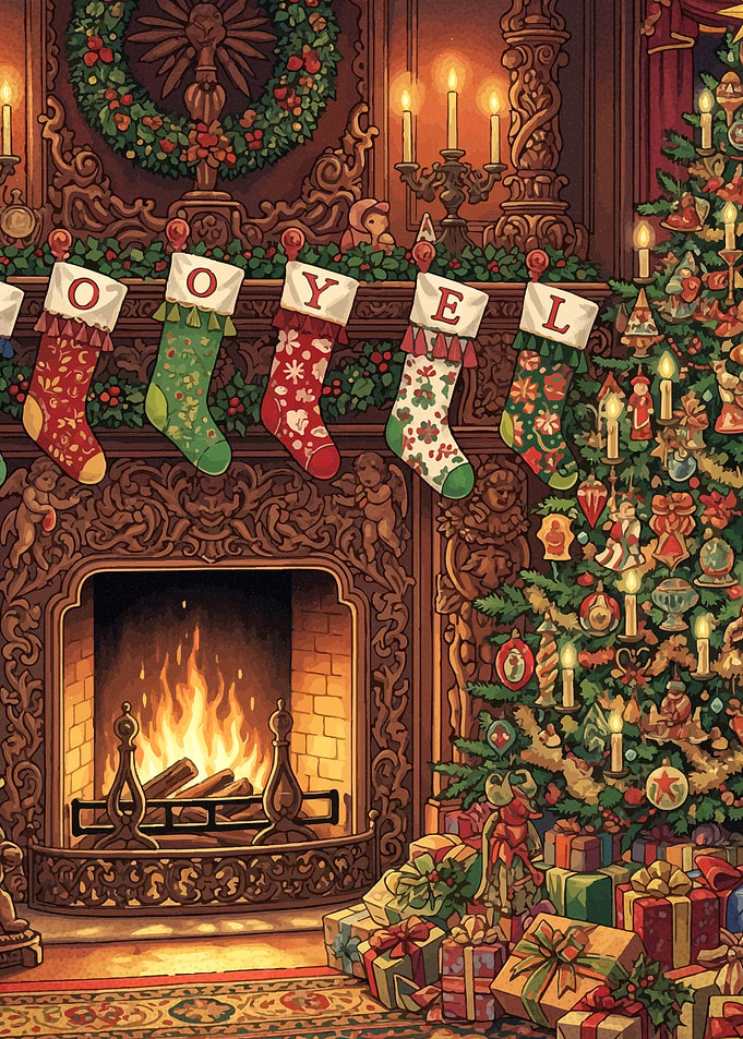 Cozy Christmas Fireplace with Decorated Tree