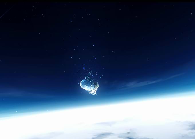 Anime Girl Falling Through Space