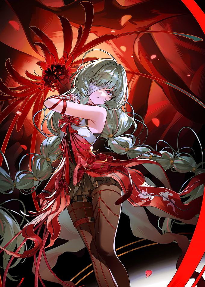 Girl with Red Spider Lilies