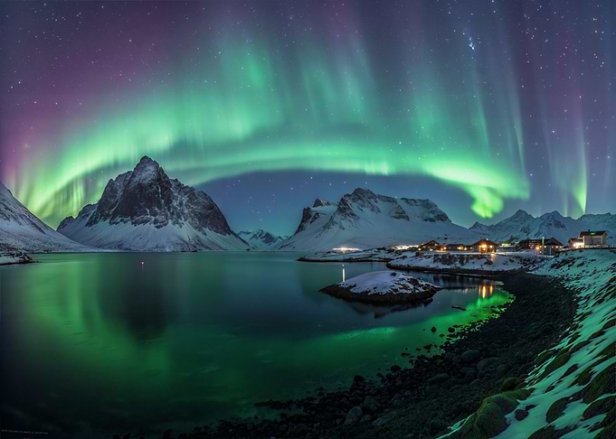 Aurora Borealis over Lofoten Islands, Norway