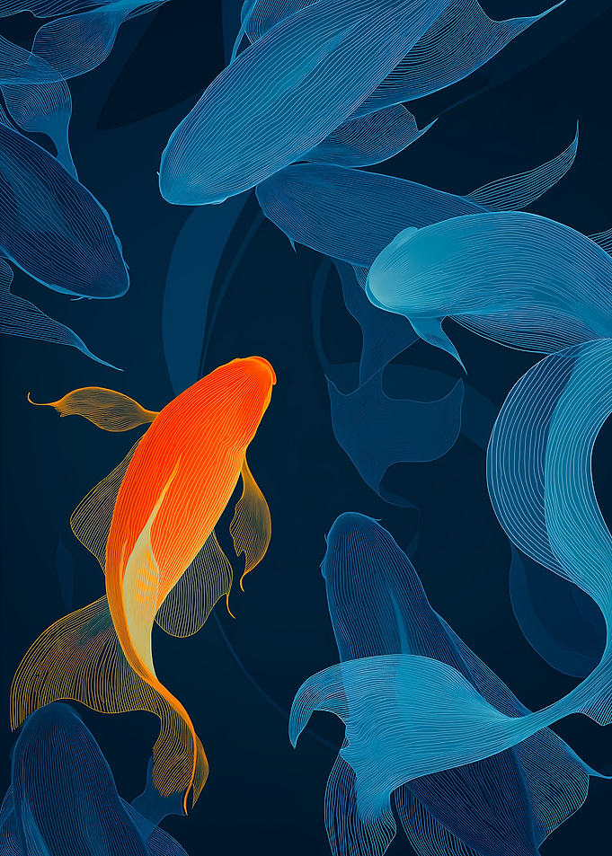 Abstract Koi Fish Art