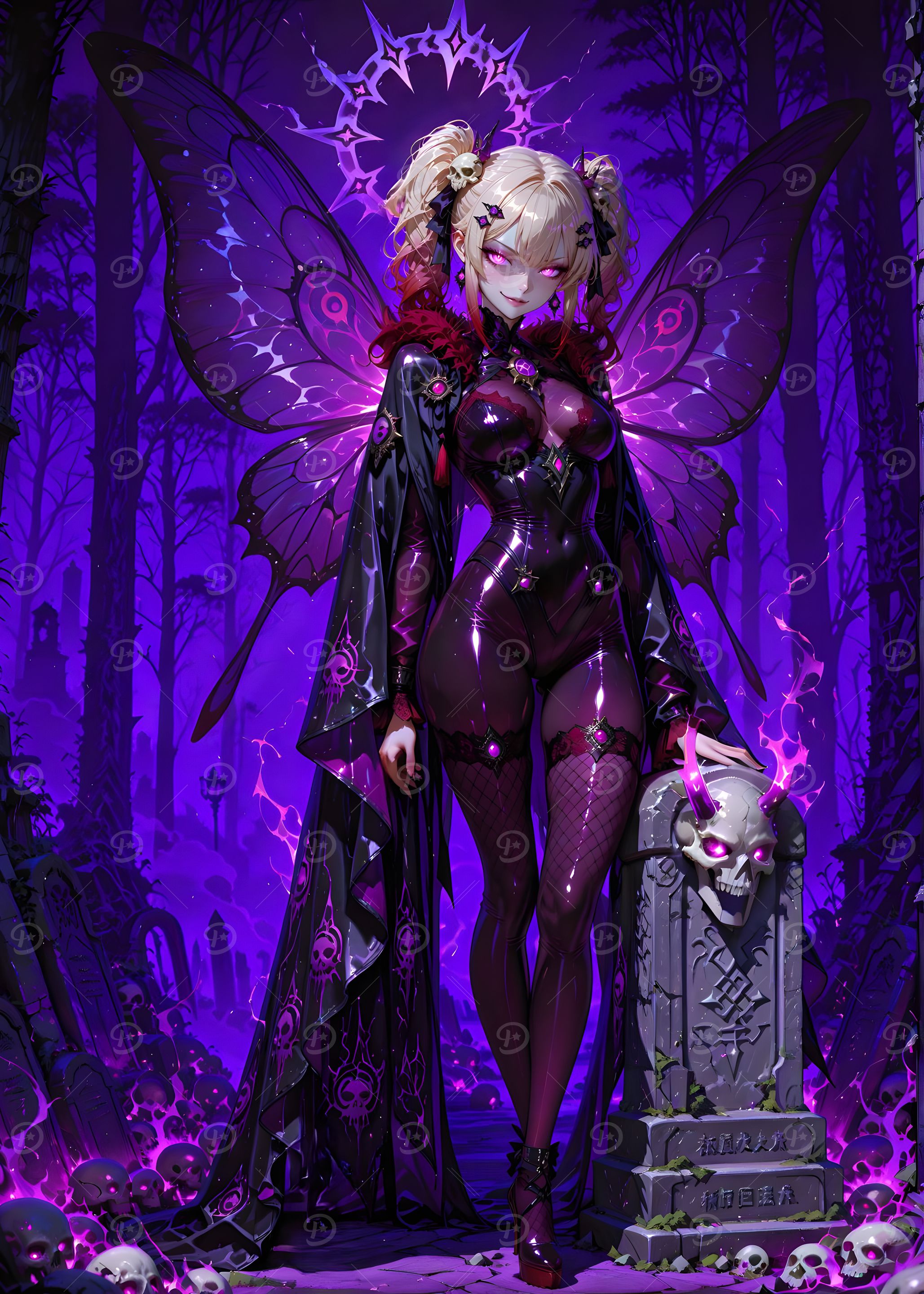 Dark Fairy in a Purple Forest