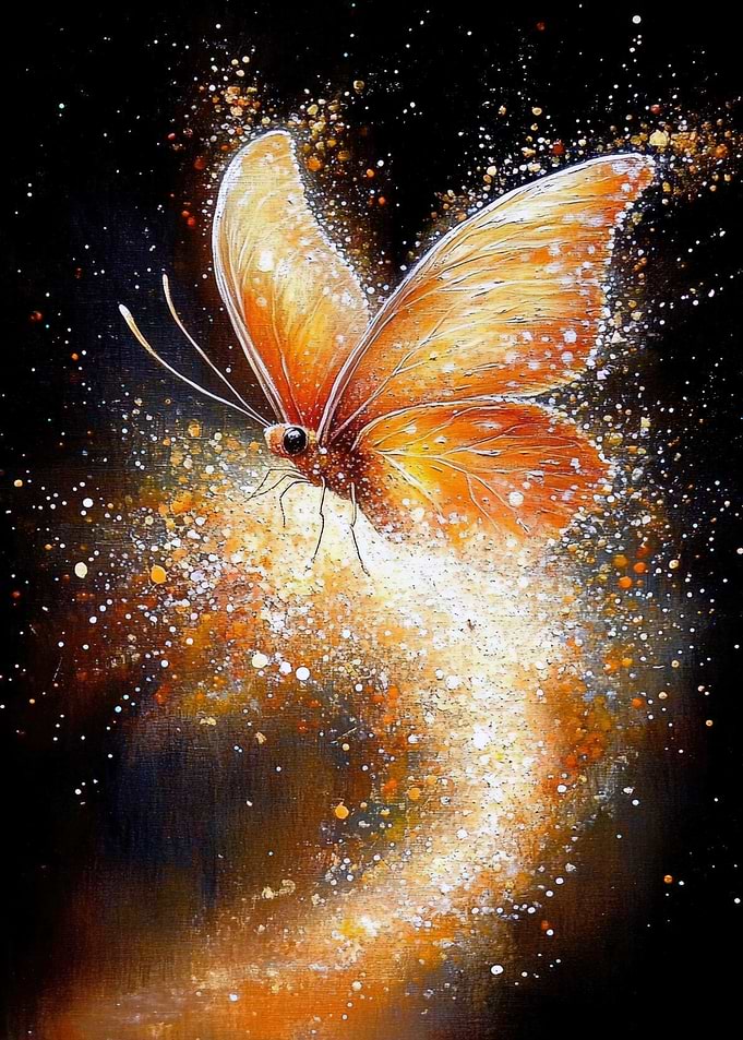 Golden Butterfly with Sparkling Trail