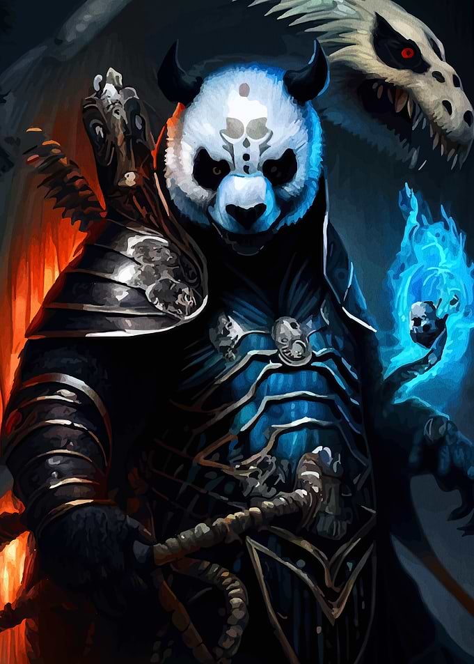 Armored Panda Warrior with Dragon