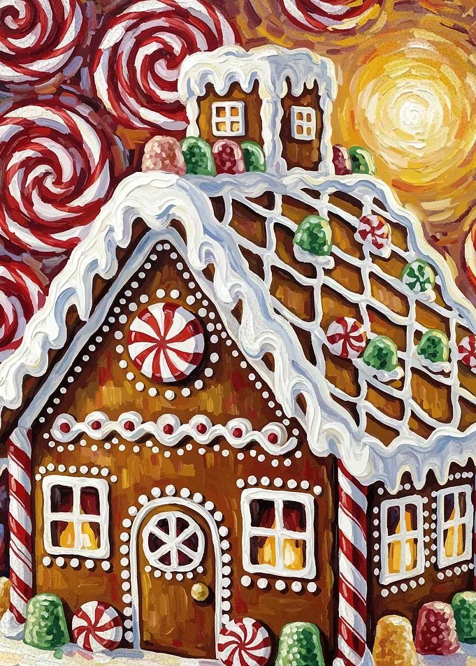 Whimsical Gingerbread House Painting