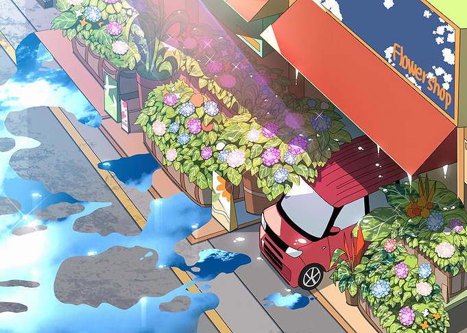 Flower shop after the rain