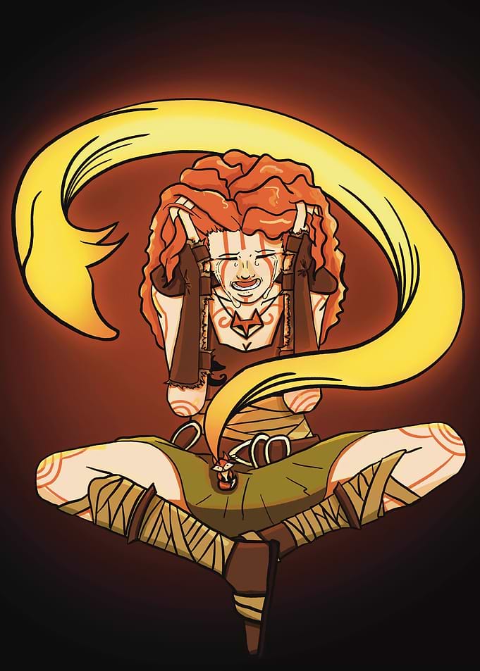 A crying wildfire druidess