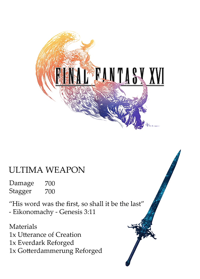 Final Fantasy XVI Ultima Weapon Details