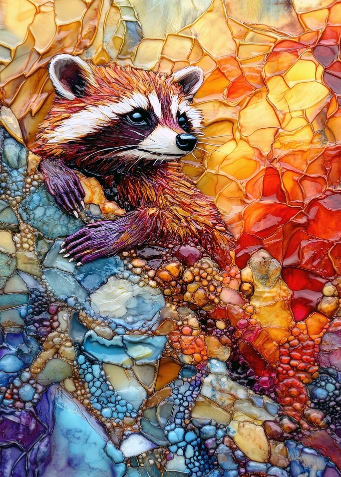 Colorful Raccoon Portrait