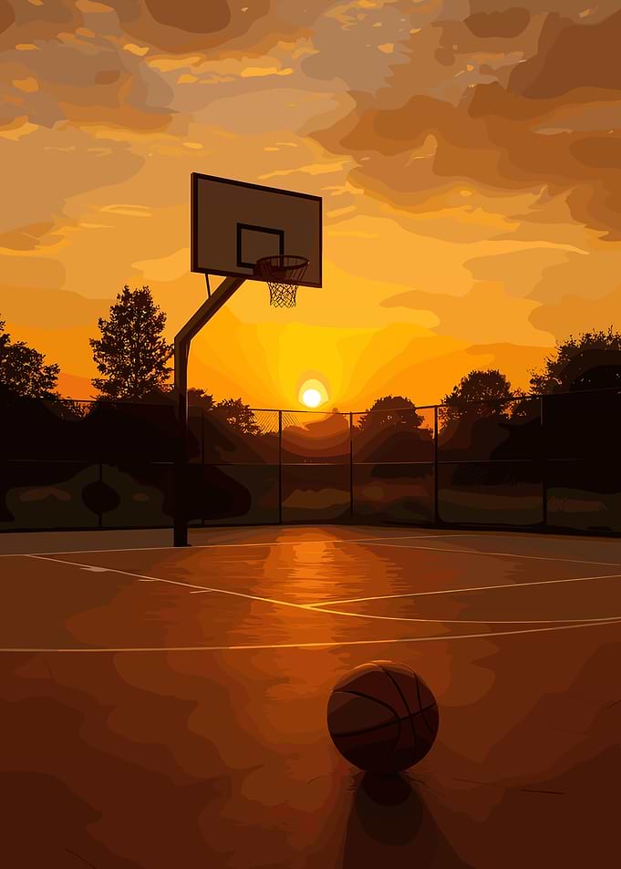 Basketball Court at Sunset