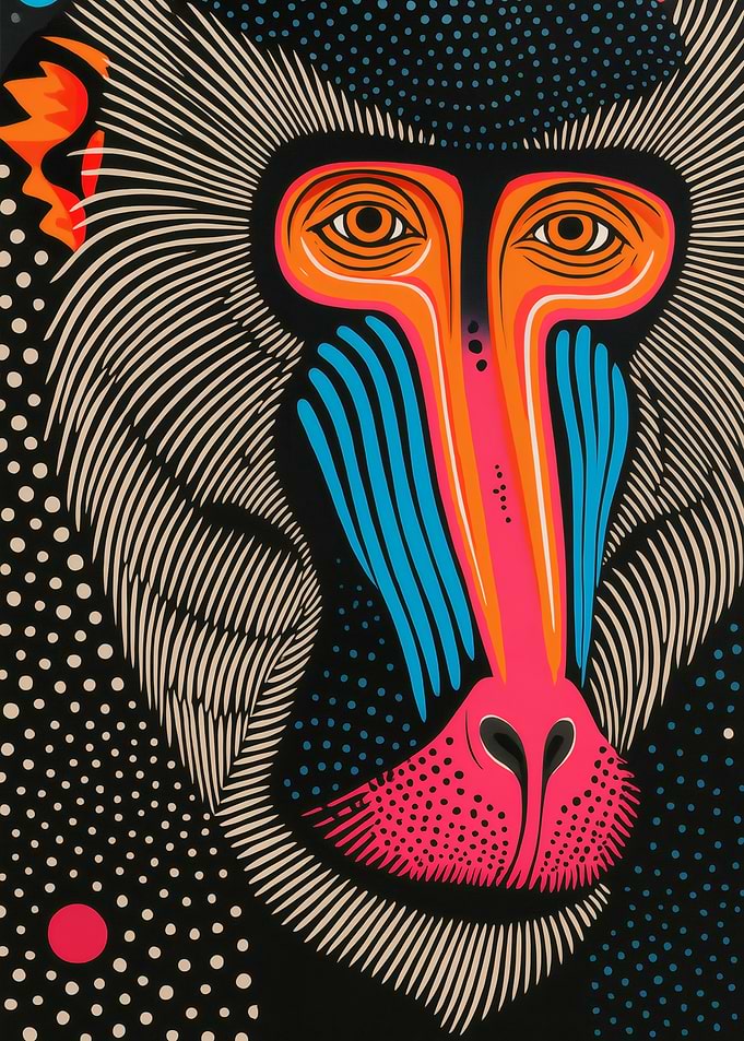 Colorful Mandrill Portrait