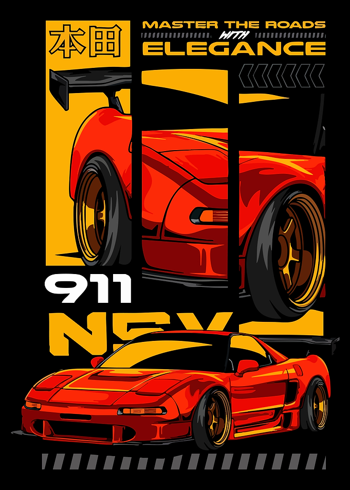 Red Honda NSX Car Illustration
