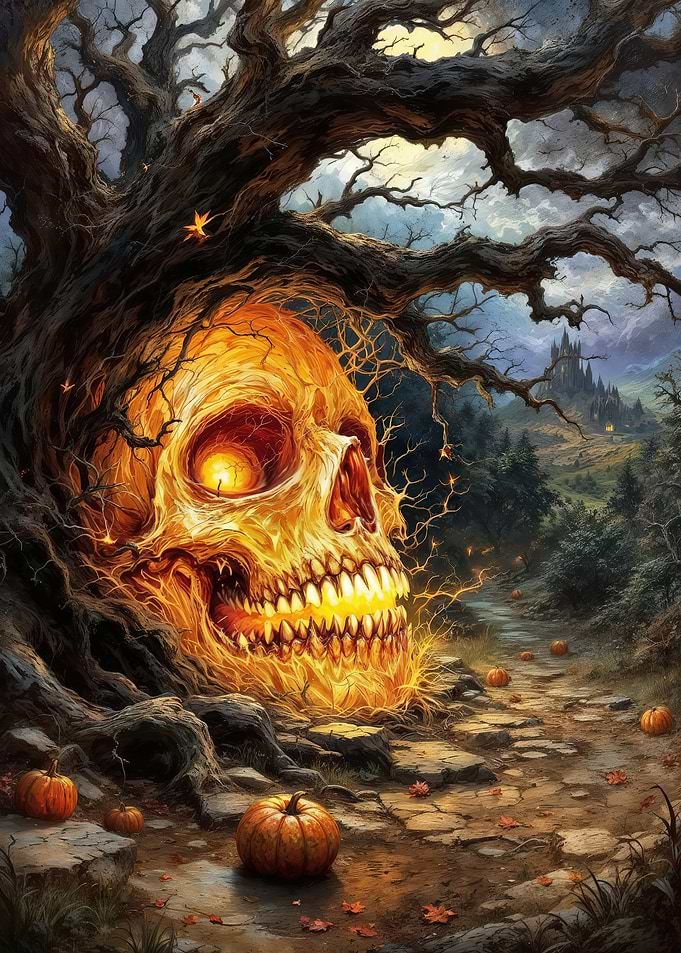 Halloween Skull Pumpkin Path