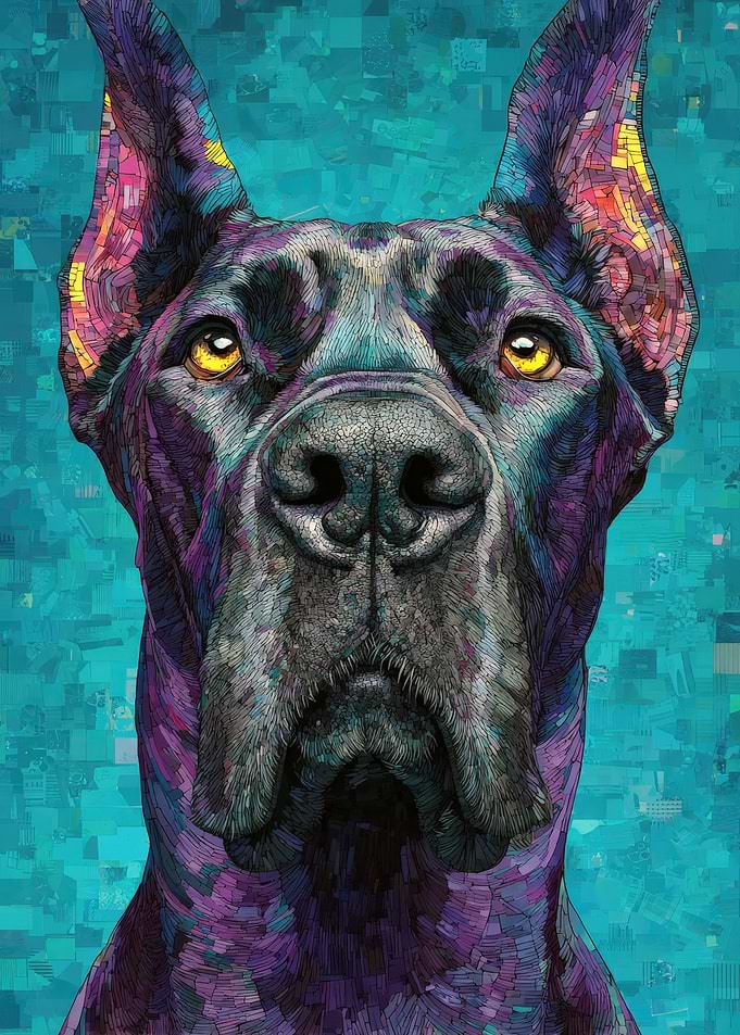 Colorful Great Dane Portrait