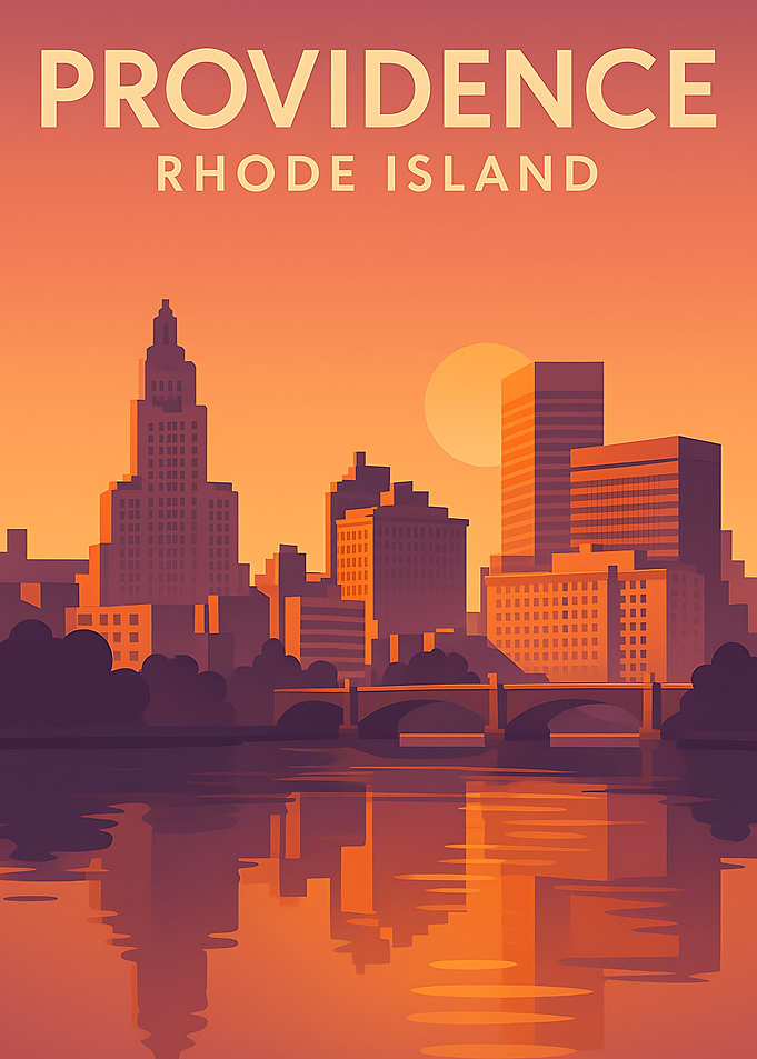 Providence Rhode Island — Modern Sunset Travel Poster