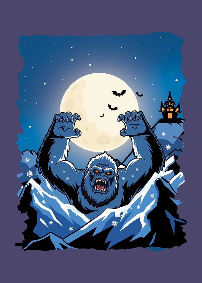 Yeti in Snowy Landscape
