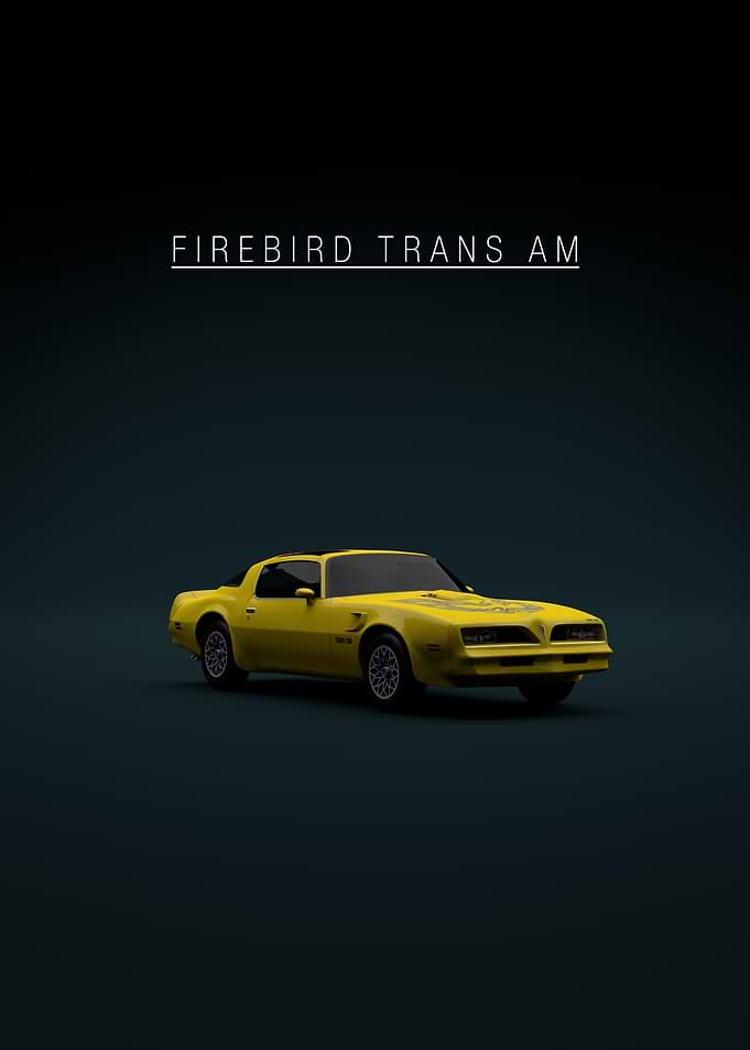 Yellow Firebird Trans Am Car Poster