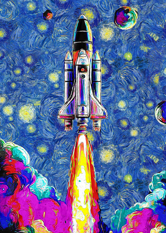 Space Shuttle Launch Van Gogh Style