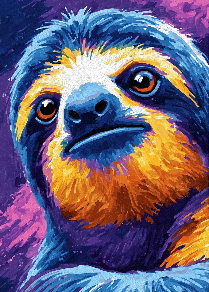 Colorful Sloth Portrait