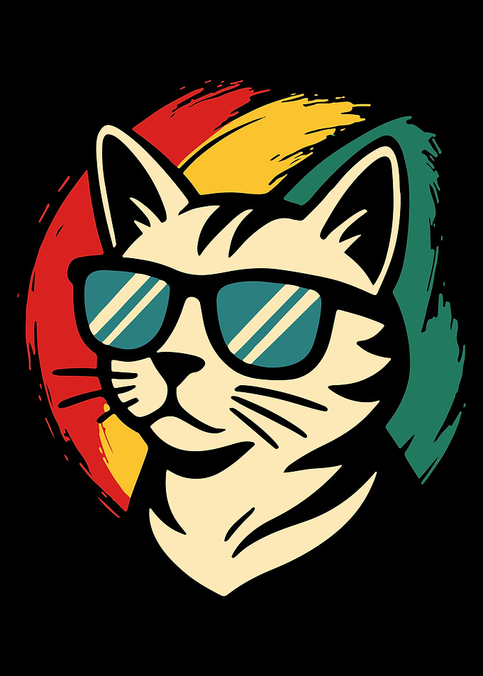 Cool Cat with Sunglasses Retro Style
