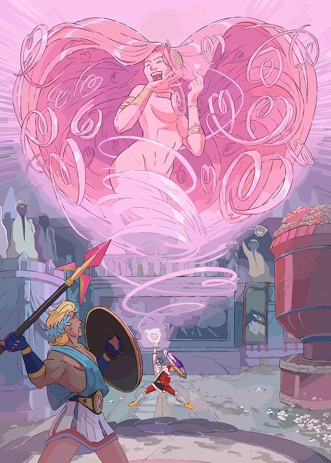 Hades Game Fanart: Aphrodite and Warriors