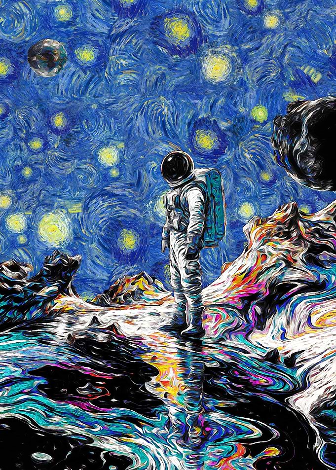 Astronaut in Space, Van Gogh Style
