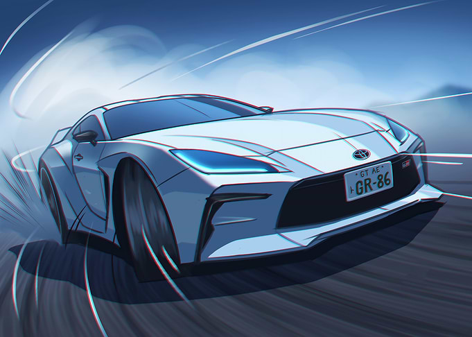 Toyota GR86 drifting digital art