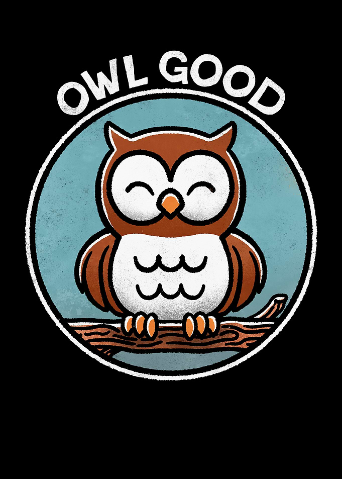 Owl Good funny Cartoon Illustration
