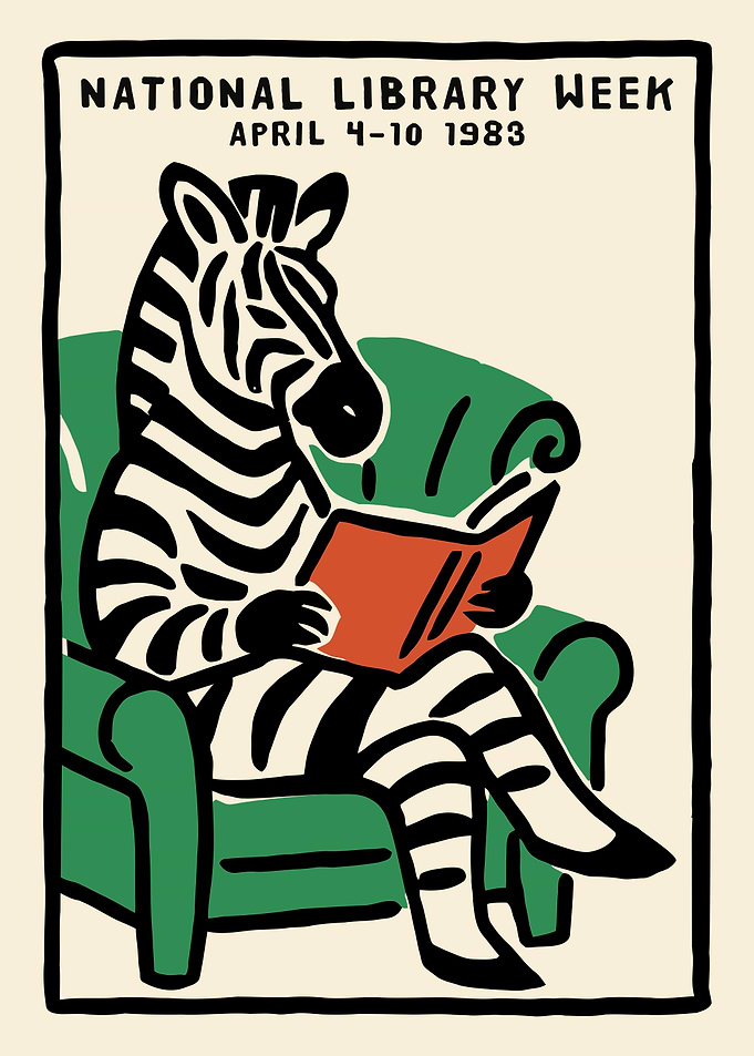 National Library Week Zebra Reading