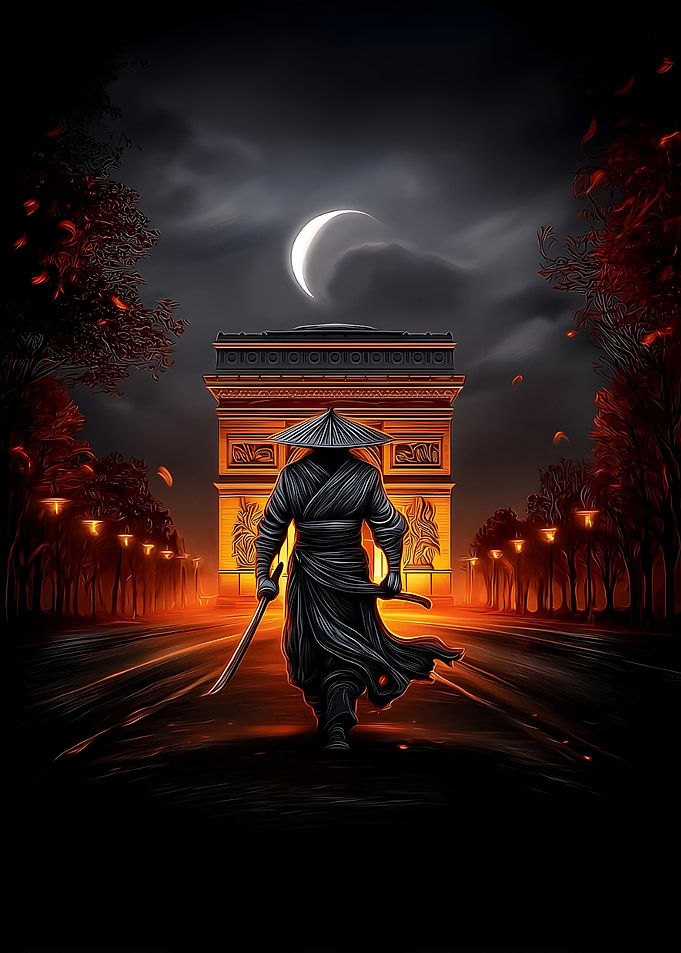 Samurai in Paris at Night