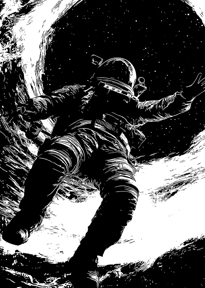 Monochrome Astronaut in Space