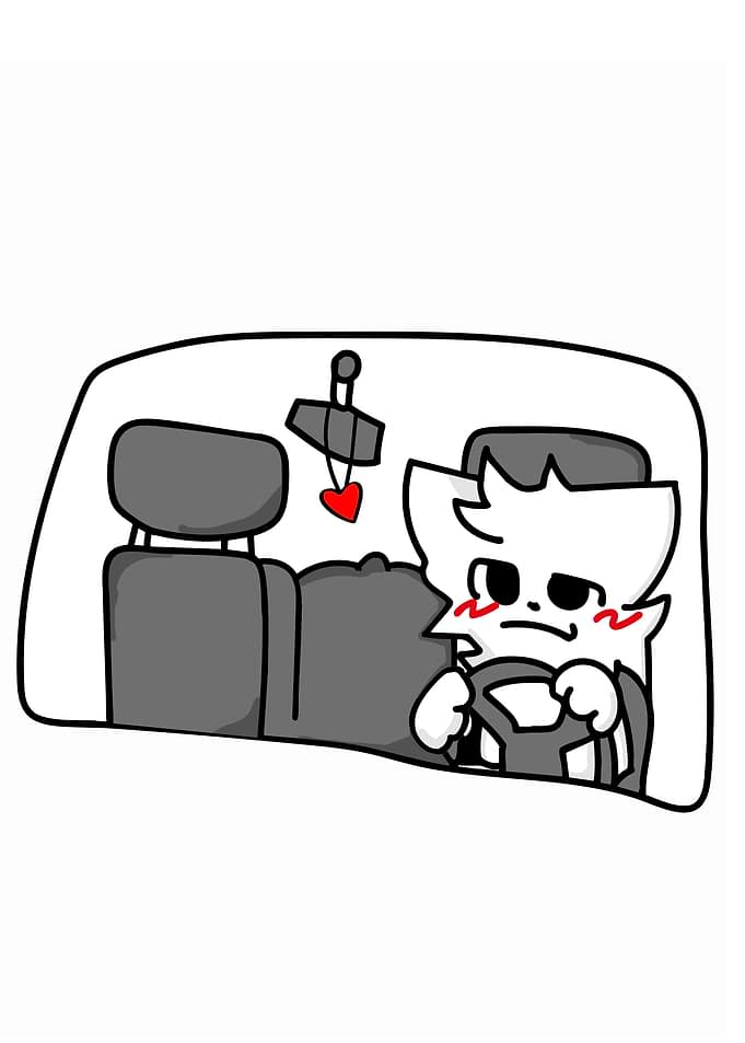 Boykisser is driving a car