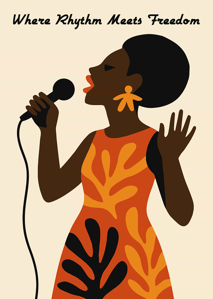 Singer with Microphone, Rhythm and Freedom