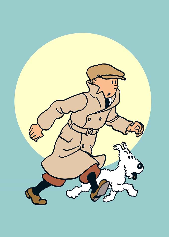 Tintin and Snowy Running Cartoon